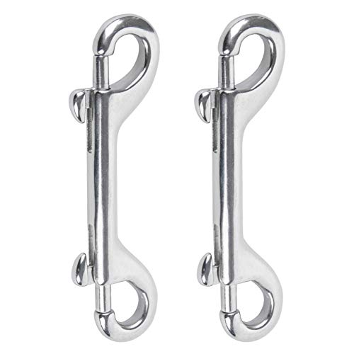 Faneta 316 Stainless Steel Double Ended Bolt Snap Hook, Marine Grade Double End Diving Clips, Heavy Duty Trigger Chain Clip Key Holder For Pet Feed Bucket Hammock Horse Tack (2-Pack) (115Mm Silver) #TOP5