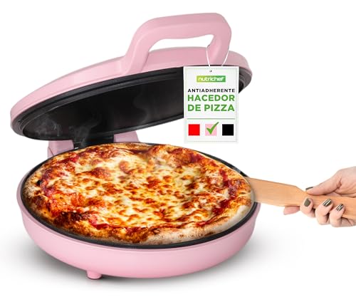 Nutrichef mini horno para pizza, Tamaño personal de 12”, 1500V, Electrico, Antiadherente, Ahorra espacio, Ideal tambien para tostadas, quesadillas, tortillas y mas