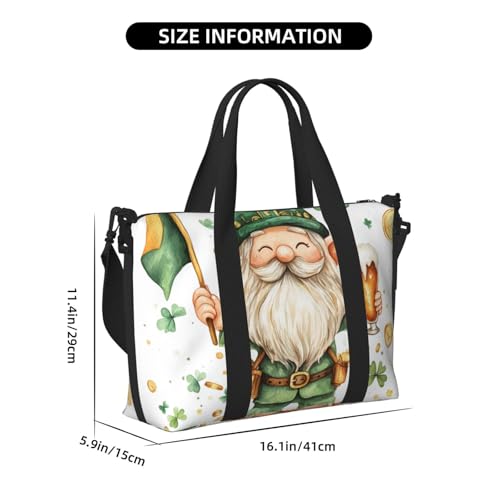 Travel Duffle Bag Watercolor Gnome Gold Coin Weekender Overnight Bags Luggage Bag for Women Men Waterproof Sports Gym Bag Hand Bag with Shoulder Strap4