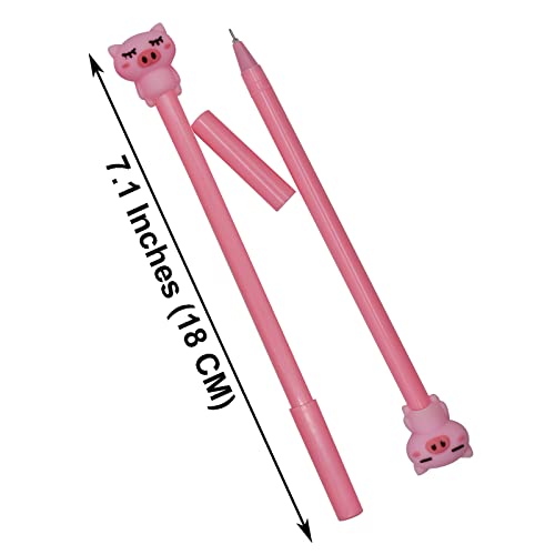 Set de 12 bolígrafos de gel tema cerdito rosa con tinta negra miniatura 2