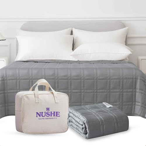 NUSHE Reinforced Stitch Luxury Cooling Weighted Blanket with 100% 300TC