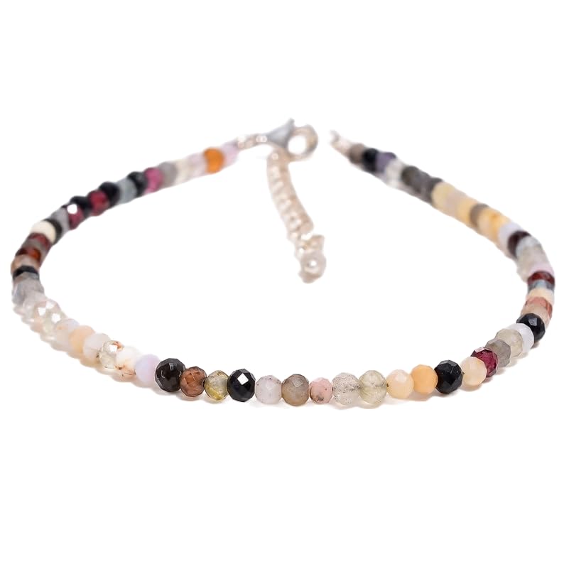 Bracelet fin anti-allergie pierres naturelles argent véritable