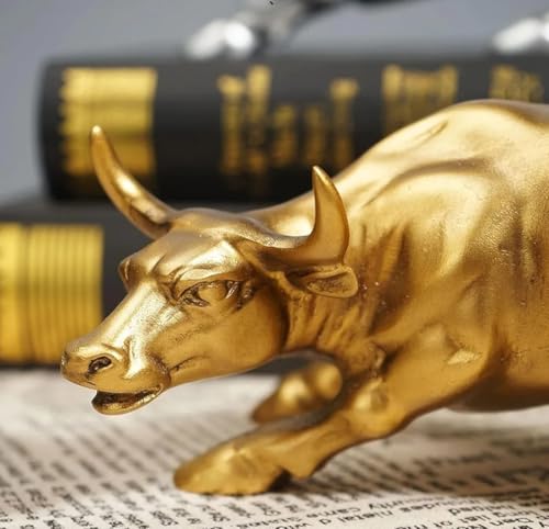 Image of UAG Exports Golden Charging Bull Showpiece - 9 Inches | Durable Polyresin Build | Stock Market Bull Statue for Office Desk, Living Room, Home, & Workstation | Business Success Gift Item
