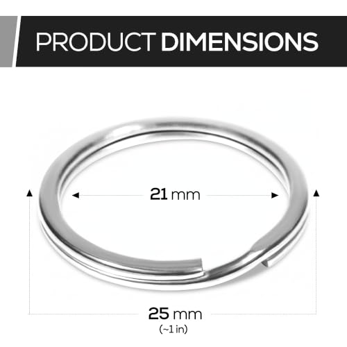 Image of CREST 25 pcs Surgical and Marine Grade Stainless Steel Split Ring for Keychains 1 inch 25mm SS316L Key Rings for Car Keys
