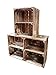 Lot de 3 caisses en bois flammé pour bibliothèque/étagères 50 x 40 x 30 cm avec compartiment de rangement / étagère centrale solide et stable