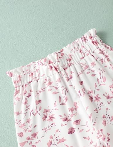 Image of Hipea Toddler Girl Outfits Floral Tops Sleeveless Tank Tops Shorts Headband Summer Clothes Set