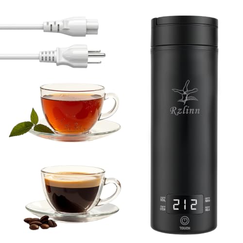 Rzlinn Portable Electric Kettle 120V Travel Tea Kettle 316 Stainless Steel Premium Liner 4-speed Temperature Adjustment with Auto Shut-off and Boil-Off Protection black