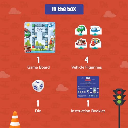 Route Rivals: Juego de mesa para 2-4 jugadores, edades 4-99, con tablero y fichas de vehículos miniatura 6