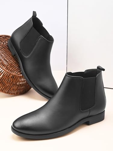 Image of FENTACIA Leather Chelsea Boots for Men | Men Ankle Slipon Boots
