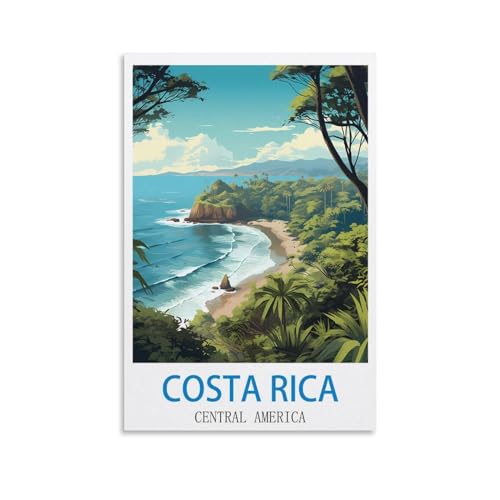 Impression sur toile Costa Rica vintage de qualité supérieure 50x75cm