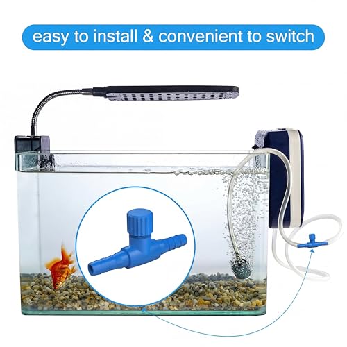 Image of Honoson 30 Pieces Aquarium Air Control Valve T Shaped Air Pump Control Valves Single Way Plastic Flow Regulator for 4 mm Hose Line Tubing Connector(Blue)
