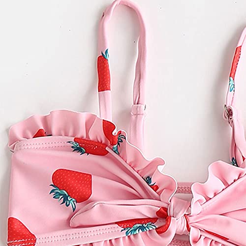 Toddler Baby Girl's 3 Piece Swimsuits Strawberry Prints Cute Bikini Bathing Suit Briefs Girls Bikini (Red, 2-3 Years)4