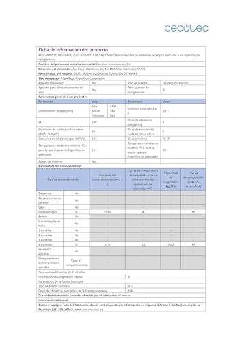 Réfrigérateur Combiné Cecotec Bolero CoolMarket Combi 205 DF – 205L, Fast Cooling - vue 10