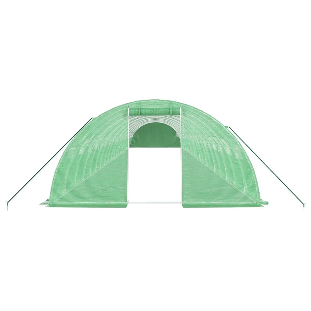 Szklarnia z ocynkowaną ramą stalową, zielona, 80 m2, 20 x 4 x 2 m, folia PE 140 g/m2, tunel foliowy do szklarni pomidorów, inspektu, uprawy i ochrona przed mrozem w ogrodzie