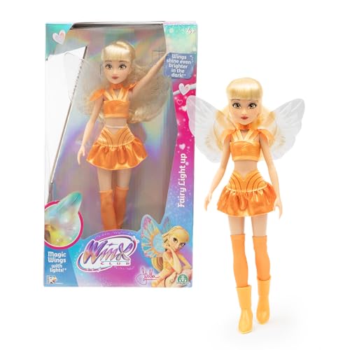 Winx, Poupée articulée avec Ailes Lumineuses, 26 cm, Modèle Stella, pour Les Enfants dès 3 Ans, WNX783