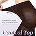 MANZI 2 Pairs Run Resistant Control Top Panty Hose Opaque Tights, X-large, Coffee