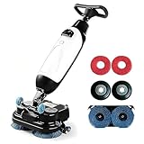 Lakenbroade Elektrische Scheuersaugmaschine, 43 cm, Doppelbürsten-Aufsitzmaschine, tragbare gewerbliche Scheuersaugmaschine, 36-V-Akkubetrieben, 360° drehbarer Kopf, 1200 m²/h, für Fliesen White