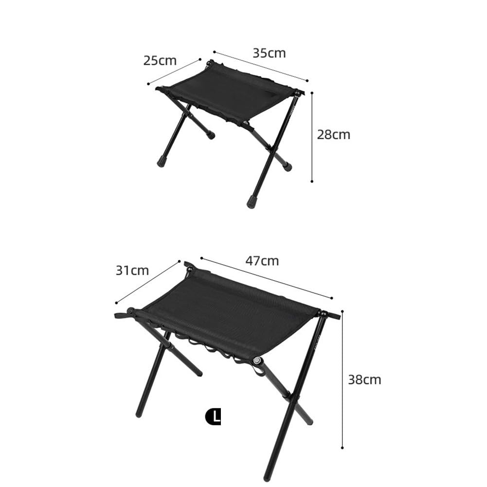 Przenośny składany stołek kempingowy dla dorosłych – tkanina Oxford 1000D, rama ze stopu aluminium, nośność 100 kg, 47 x 31 x 38 cm, 860 g, czarny/zielony/piaskowy zielony
