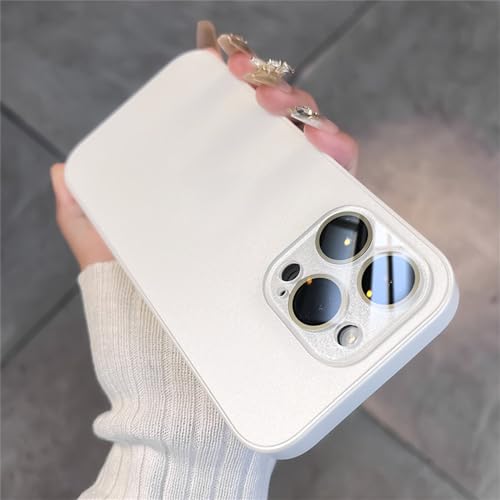 Coque iPhone 14 Pro givrée de luxe blanche mate avec protection caméra