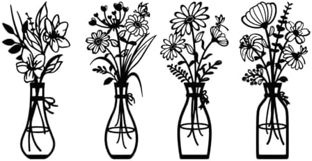 YiYa Decoración de Paredes de Flores Metálicas ﻿ (4 Negros)