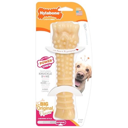 Nylabone Textured Knuckle Bone Power Chew Toys for Dogs Durable & Tough Dog Toys for Aggressive Chewers Original Flavor X-Large/Giant - 50+ lbs 1 Count