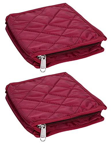 Kuber Industries Jewellery Box/Organizer with 4 Transparent Pouch & 1 Bangle/Watch Rod-Pack of 2 (Maroon)-HS_38_LUGGAGE20996