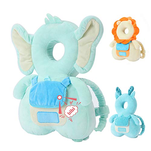 Head Safety Protector Pad for Baby Toddler Walker,Infant Talking Head Protection Backpack Cushion (Light Blue Elephant)