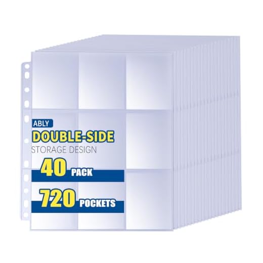 ABLY 540 Pockets Double-Sided Trading Card Pages Sleeves 9-Pocket Clear Plastic Game Card Protectors for Skylanders, Pokemon, Baseball Cards and More, Fit 3 Ring Binder (30 Pages)