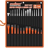 HORUSDY 28-Piece Punch Pin Set, Heavy Duty Punch and Chisel Set, Including Taper Punch, Cold Chisels, Pin Punch, Center Punch