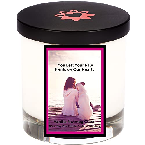 Aroma Paws Memorial Dog Candle – For Memorializing Pets, Dogs – Cotton Wick, Handcrafted – Soy Wax – Reusable, Recyclable Jar – 90 Min. Burn Time – 12 Oz, Burgundy Heart #TOP7