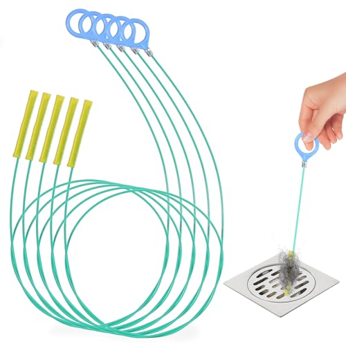 Tysm-Cc 5 Piezas Kit Profesional Desatascador De Tuberías 130cm Flexible, Cable Reutilizable Para Fregadero, Ducha Y Bañera - Alta Eficacia En Desatascos Domésticos, Duradero Y Fácil De Usar