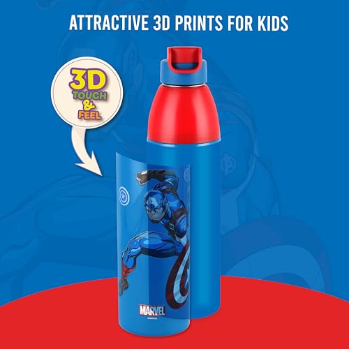 Image of CELLO Kidzbee Uranus 600 Insulated Kids Water Bottle 540ml Dark Blue | 3D Touch & Feel Cartoon Design Easy to Carry Lightweight Leakproof Flip Cap Insulated Water Bottle For School Kids
