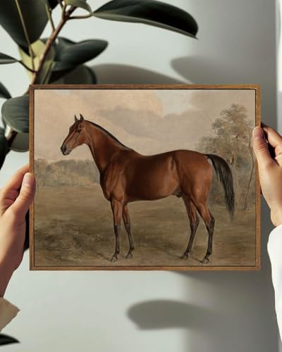 Image of KISSFOX Framed Wall Art Vintage Wall Decor Horse Pictures Equestrian Canvas Art Retro Animal Paintings Farmhouse Artwork For Bedroom Living Room Kitchen