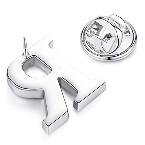 Image of HONEY BEAR Initial Alphabet Letter Lapel Pins Collar Badge Brooches for Mens /Womens Shirt Dress Decoration Silver