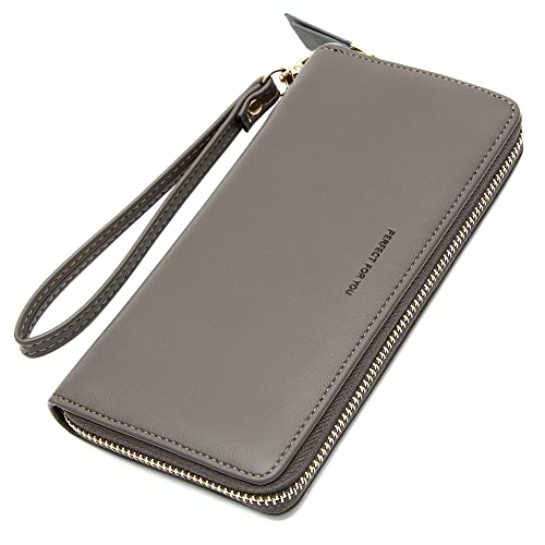 Image of VOCUS Womens Wallet RFID Blocking Zip Around Wallet PU Leather Large Travel Long Purse Credit Card Holder with Wristlet
