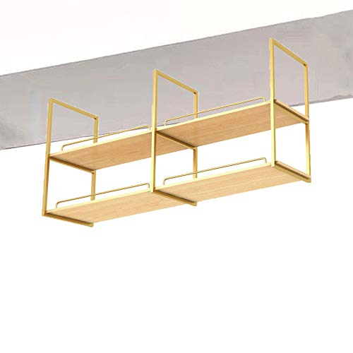 Wood Ceiling Shelf Hanging,2 Tier Upgraded Version Ceiling Mounted