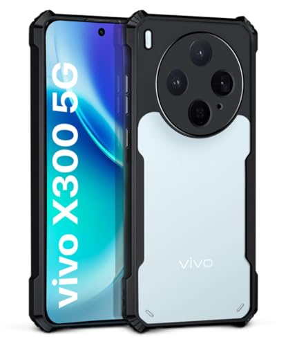 Image of WOW IMAGINE Shock Proof Clear Back Case Mobile Cover for Vivo X300 5G (Hard | Hybrid PC + TPU | Full Armour Device & Camera Protection | Black)
