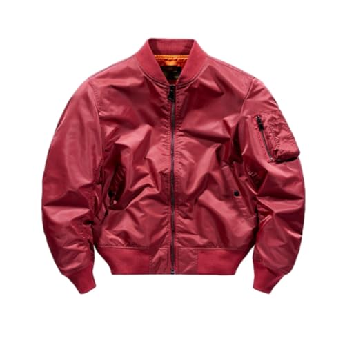 NITRY Men Long Sleeve Jacket Sport Fashion Casual Transitionjacket Classic Comfortable All-Match Lightweightjacket Youth Personality Trend Outdoorjacket H-Red XL