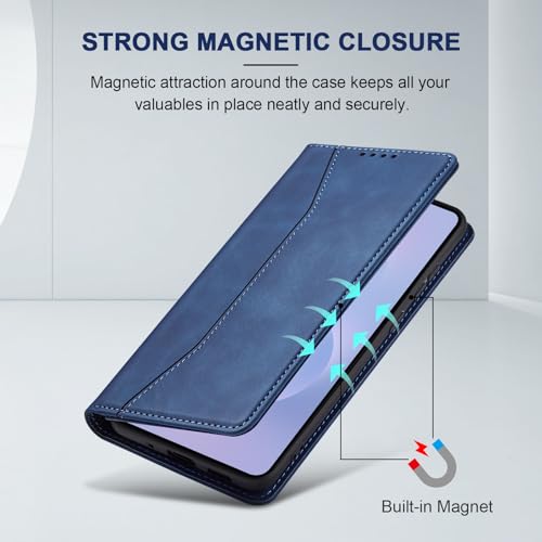 Image of Jasonyu Flip Wallet Case for Samsung Galaxy S25 Edge 5G,Blue