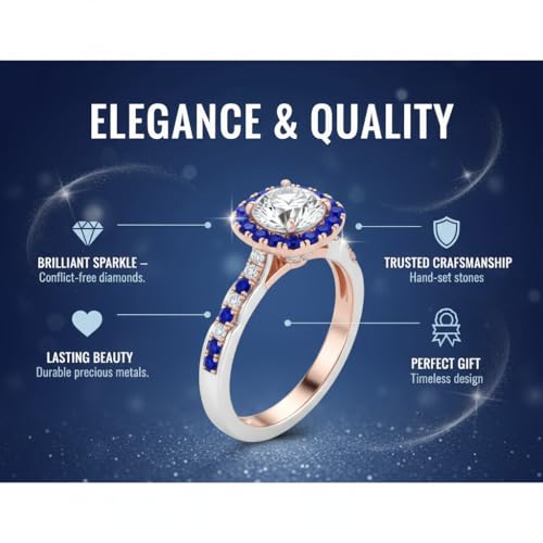 Image of Choose Your Gemstone Cathedral Halo Two Tone Engagement Ring 925 Sterling Silver Round Shape Halo Engagement Rings Lightweight Office Wear Everyday Gift Jewelry US Size 4 to 12