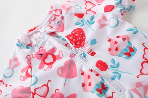 Image of AMIYAN Toddler Girls One-Piece Swimwear Short Sleeve Ruffle Swimsuit Zipper Rash Guard Bathing Suit for Little Girls 1-5Y