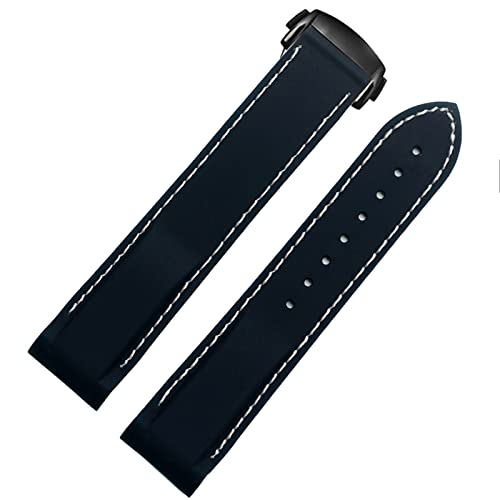 Bracelet montre silicone 22mm bleu marine pour Omega et Meidus