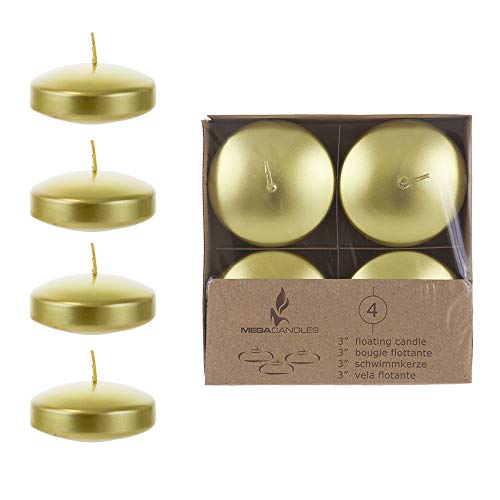 Mega Candles 12 pcs Unscented Gold Floating Disc Candle, Hand Poured Paraffin Wax Candles 3 Inch Diameter, Home DÃ©cor, Wedding Receptions, Baby Showers, Birthdays, Celebrations, Party Favors & More