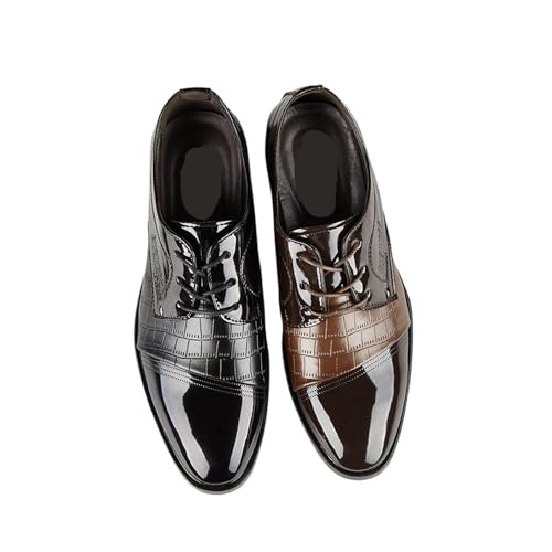 Spring Leather Shoes for Men Business Wedding Shoes Oxfords(Black,8)4