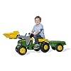 rolly toys John Deere Pedal Tractor with Working Front Loader and Detachable Trailer, Youth Ages 3+