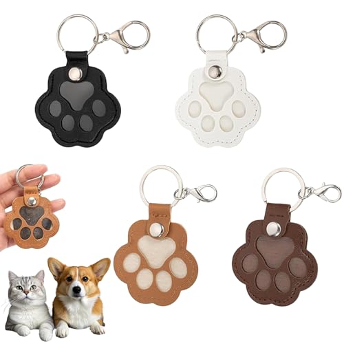 Zovator 4 Stück Schlüsselanhänger Katze Hund für Tierhaare Erinnerung, Leder Pfote Keychain, Tragbare Pet Haar Memorial Andenken Keychain Schlüsselring Für Haustier Gedenk