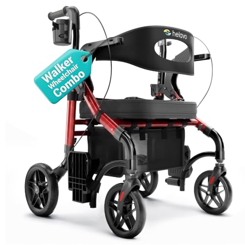 Image of Helavo Wide 2 in 1 Walker Wheelchair Combo, All Terrain 10 inch Wheels