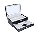 Goetland PU Leatherette Watch Display Box Jewelry Case Lockable, 12 Watch Slots & 3 Large Jewelry Grids