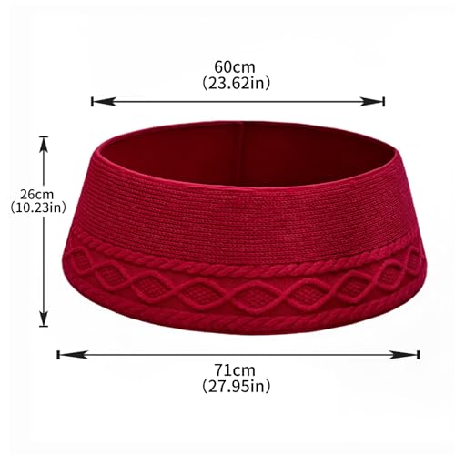Jupe de sapin de Noël pour cacher le pied du sapin tapis en tricot torsadé rouge pliable - 5