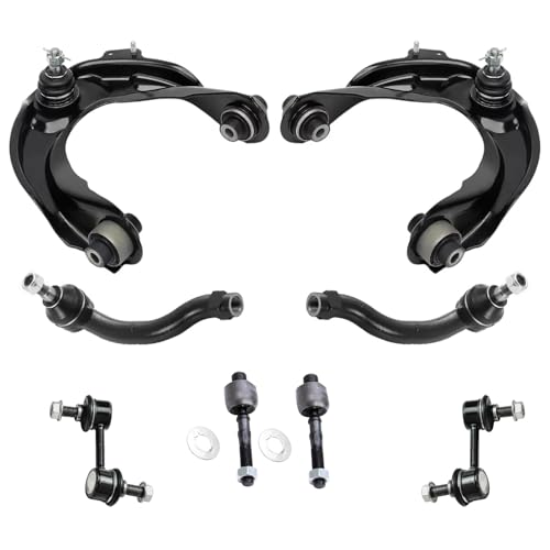 Image of Detroit Axle - 8pc Front End Suspension Kit for Acura 2004 2005 2006 TL, 2 Upper Control Arms with Ball Joints 2 Stabilizer Sway Bars 4 Outer Inner Tie Rods Replacement